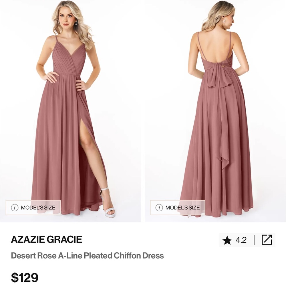 Azazie Desert Rose A-Line Pleated Chiffon Bridesmaid / Special Occasion Dress